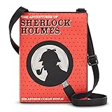 Yoshi Sherlock Holmes - Funda para libro, bolsa cruzada, cuero vegano, bolsa Arthur Conan Doyle, bolsos para mujer, regalos literarios y libros para gusanos de biblioteca, Red, One Size